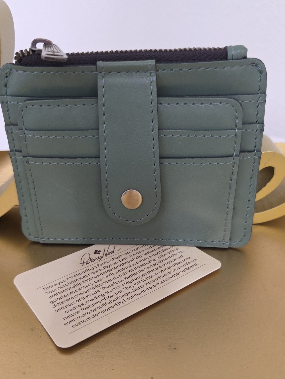 Patricia Nash Leather Card Wallet - Sage Green